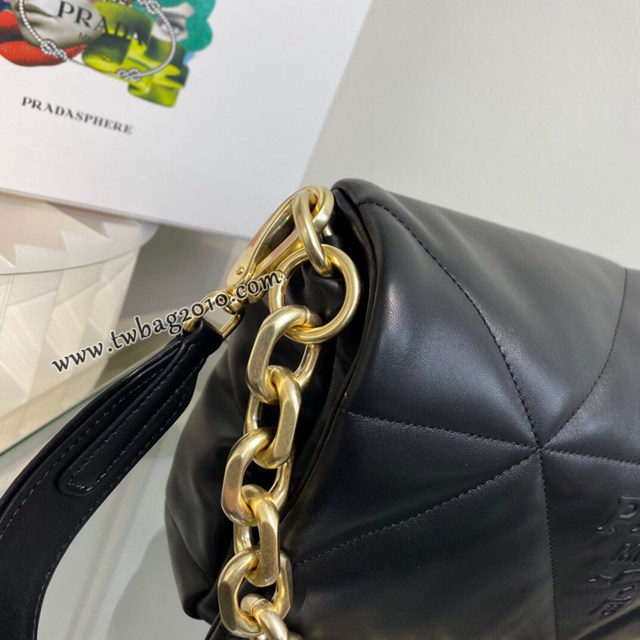 Prada專櫃最新款純手工菱形拼接圖案女包 1BD306 普拉達全羊皮翻蓋壓花斜挎包 csp1590